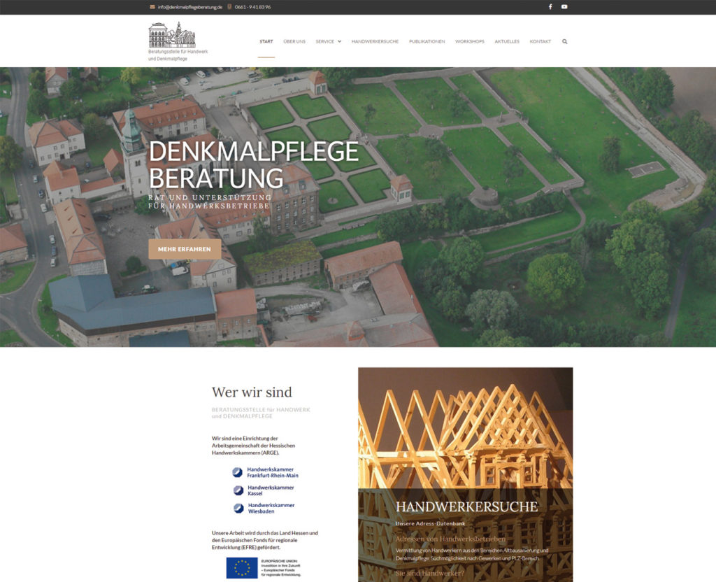 Webseite der Beratungsstelle für Handwerk und Denkmalpflege in der Propstei Johannesberg