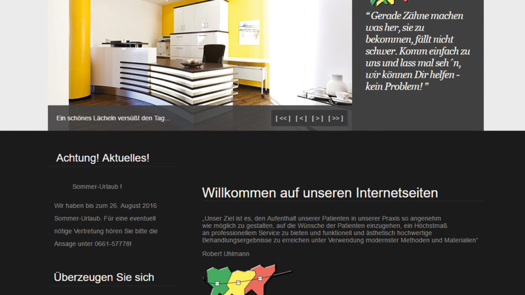 Webseite der kieferorthopädischen Praxis Robert Uhlmann in Fulda